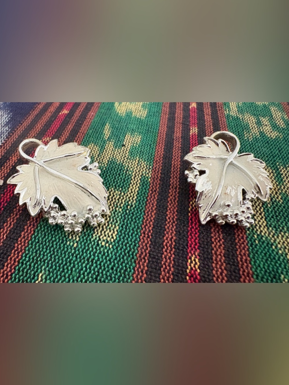 Silver Leaf Clip on Earrings - Silver Tone